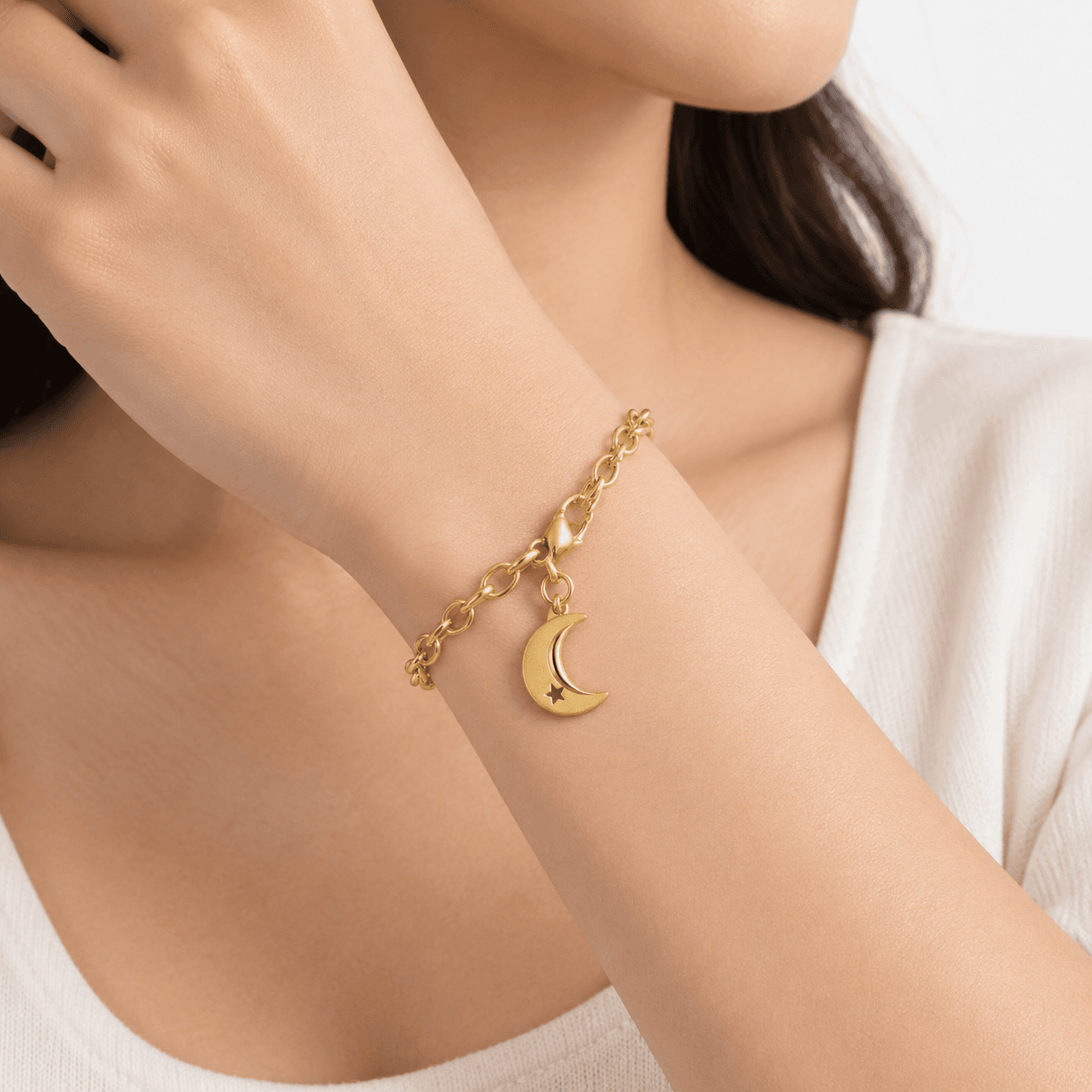 Blue Eclipse Sculpted Crescent Moon 316L Stainless Steel Charm 5