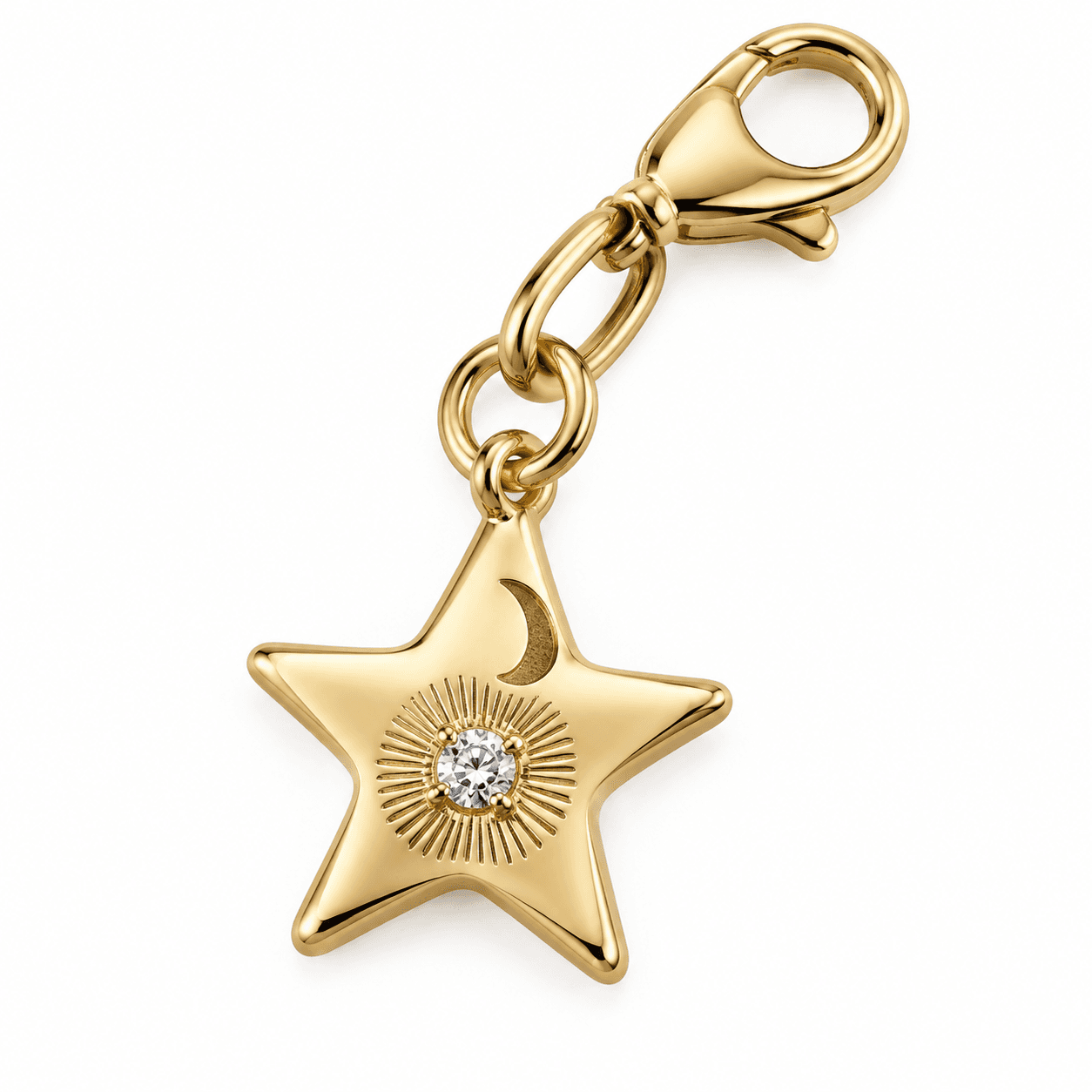 Eclipse Orbit Six-Point Teal Star 316L Stainless Steel Charm