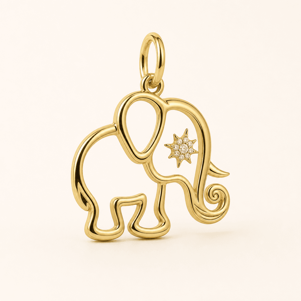 Trunk-Twinkle Elephant 316L Stainless Steel Charm 2