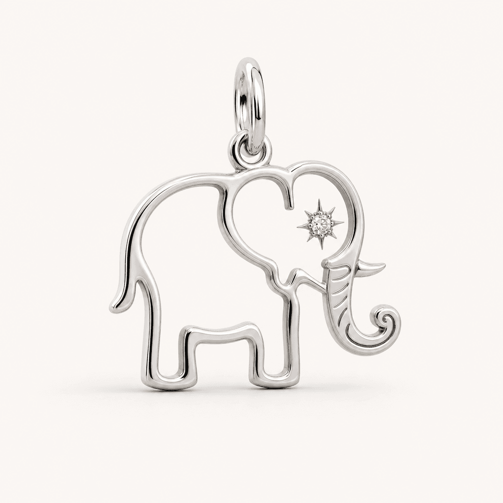 Trunk-Twinkle Elephant 316L Stainless Steel Charm 3