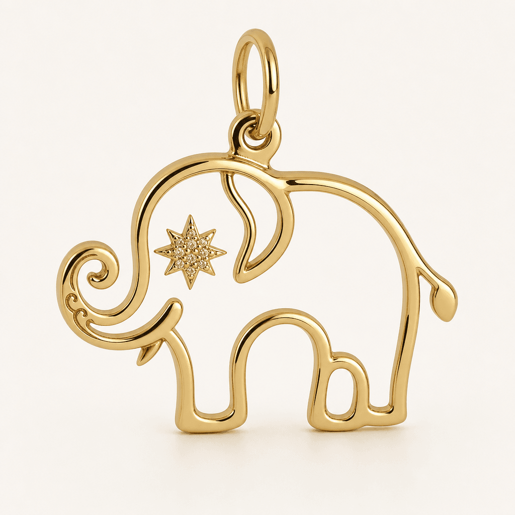 Trunk-Twinkle Elephant 316L Stainless Steel Charm 5