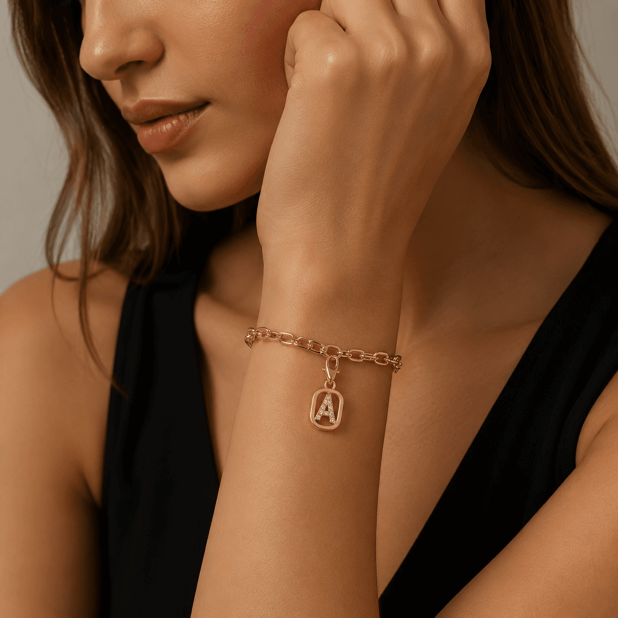 HexaScript Charm con lettera bicolore in acciaio inossidabile 316L 5
