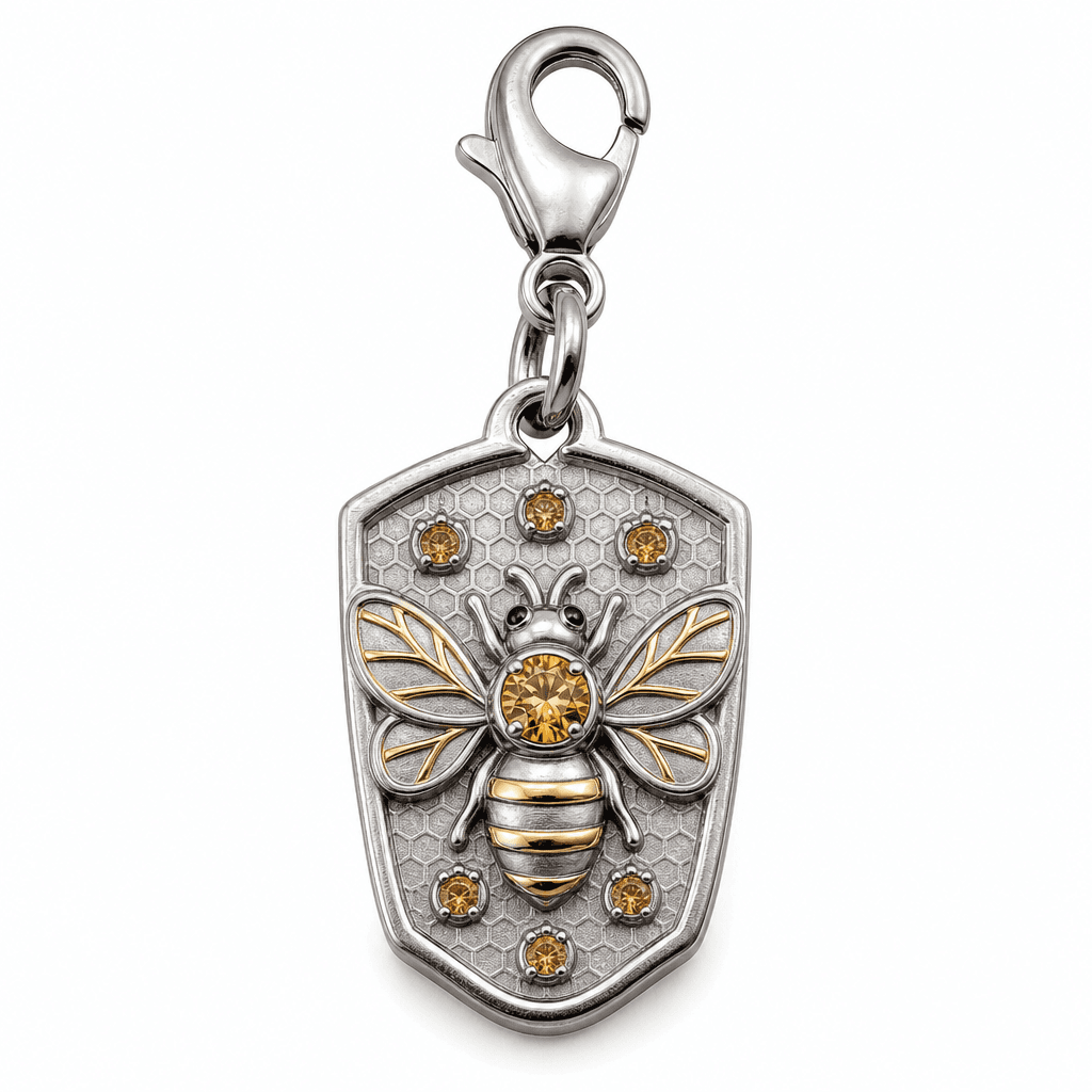 Asheville Honeycomb Bee Charmer 316L Hexagon Stainless Charm 3