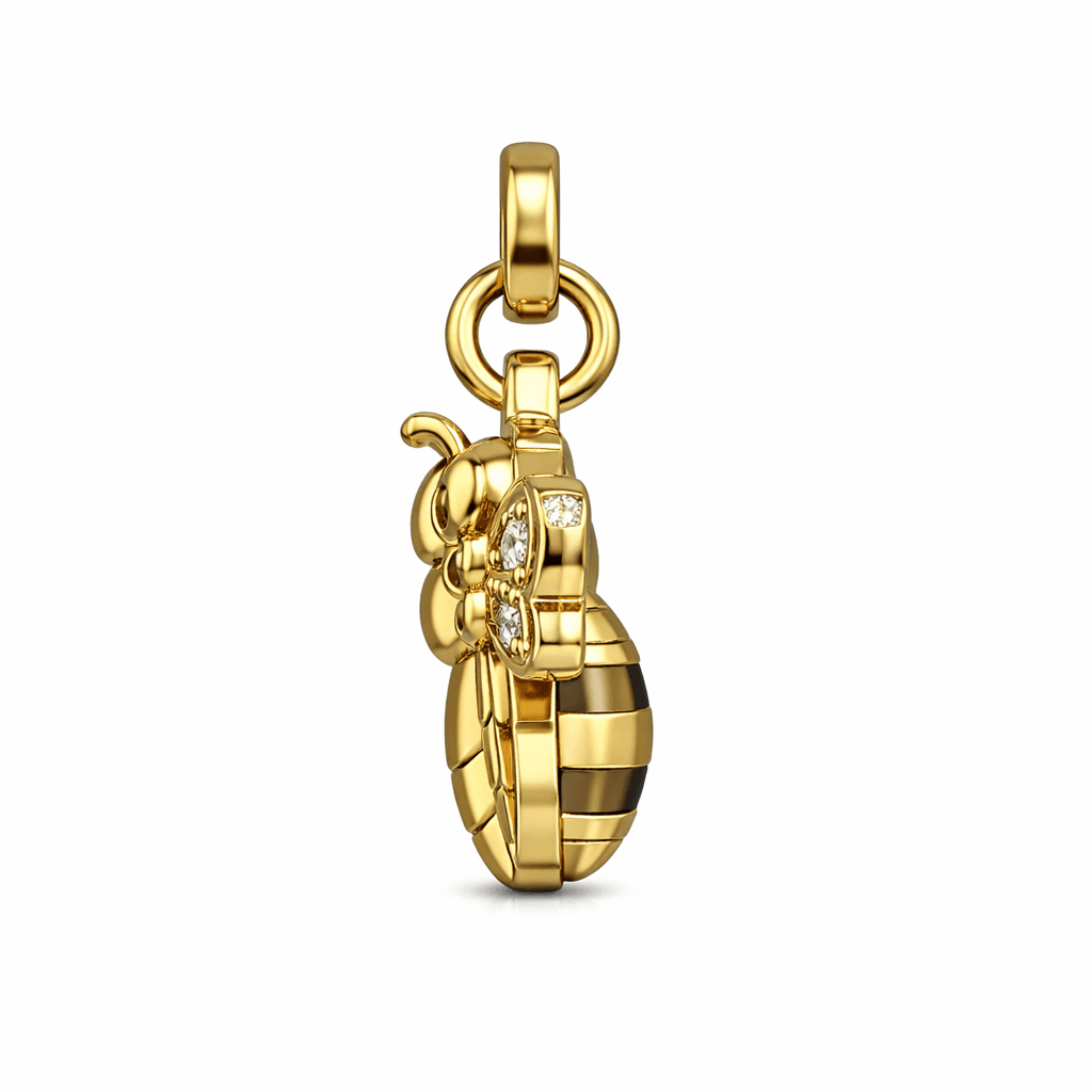 HexaHoney Bee Charm — ذهب شامبانيا من فولاذ مقاوم للصدأ 316L 2