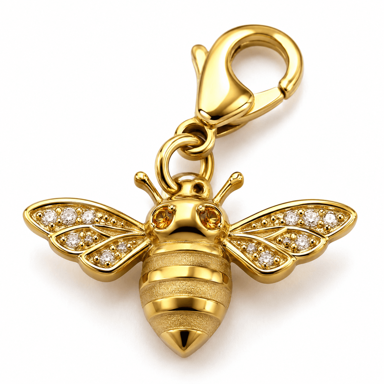 HexaHoney Bee Charm — ذهب شامبانيا من فولاذ مقاوم للصدأ 316L 3
