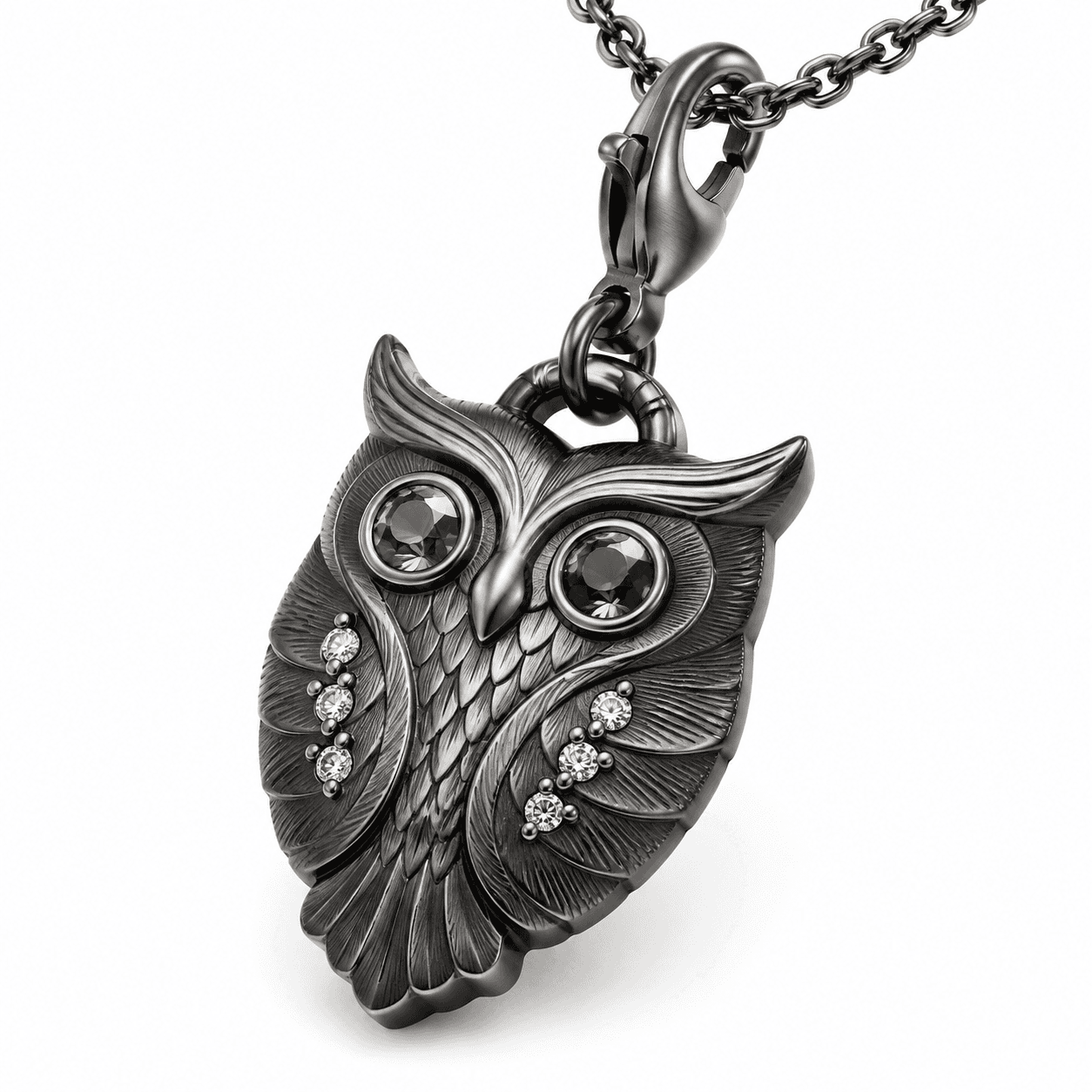 Midnight Feather Owl 316L Stainless Steel Charm