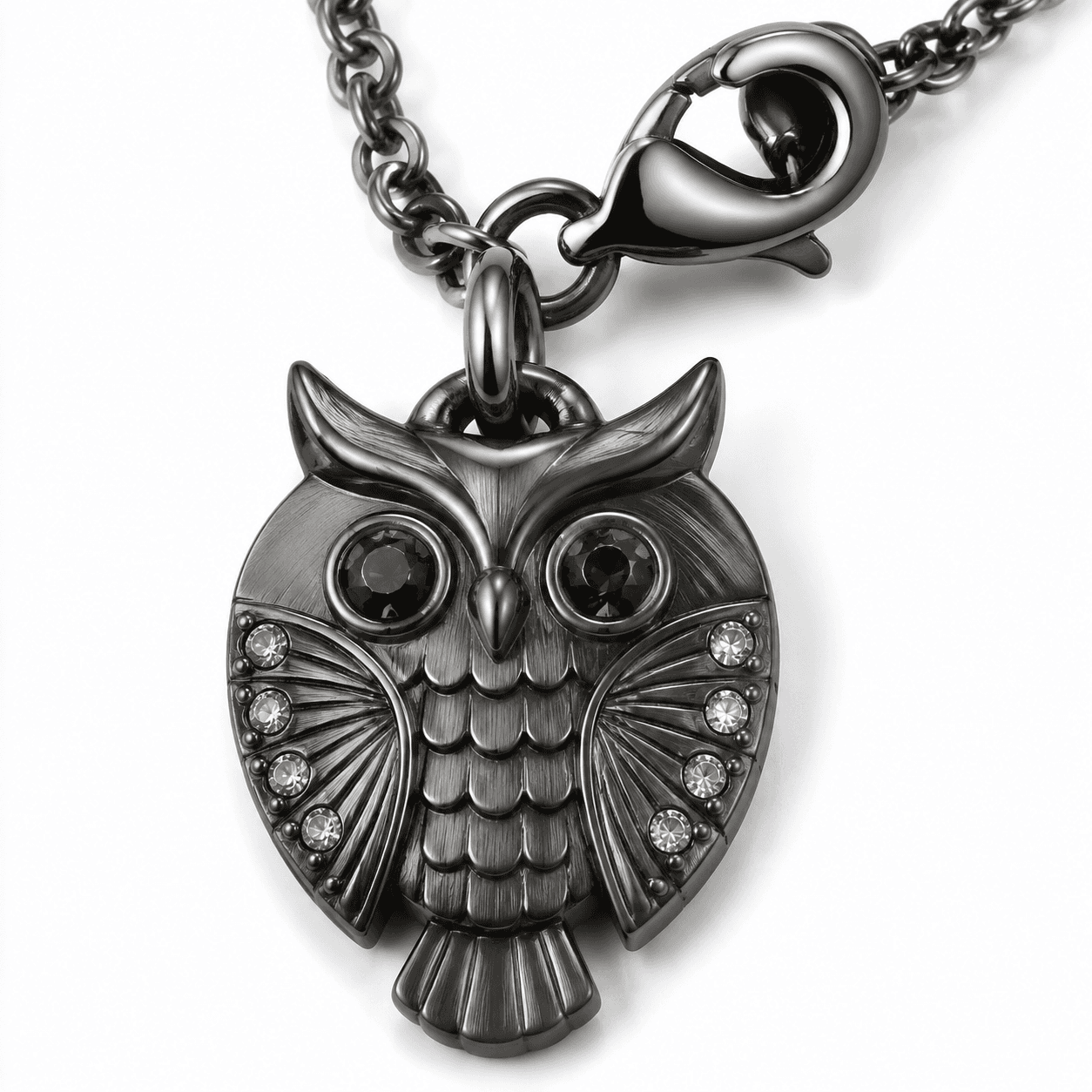 Midnight Feather Owl 316L Stainless Steel Charm 3