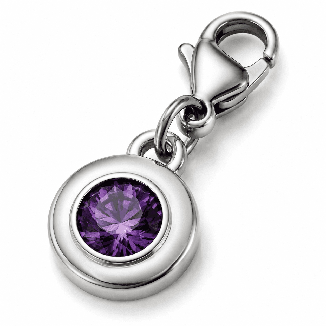 February Galaxy Spiral Amethyst 316L Stainless Steel Charm 3
