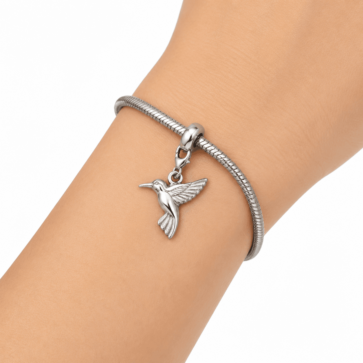 Hummingbird Mirage Bloom Charm - 316L الفولاذ المقاوم للصدأ 5