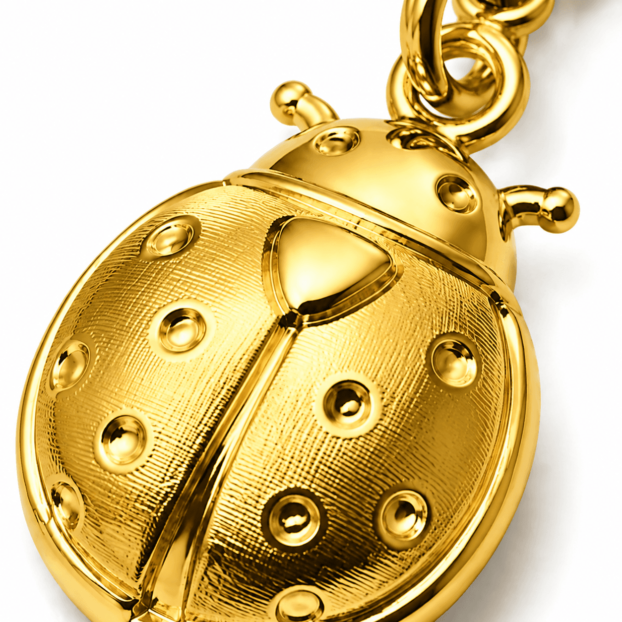 Aurora Golden Ladybug Circle Charm - 316L Stainless Steel, 18K Gold Plated 3