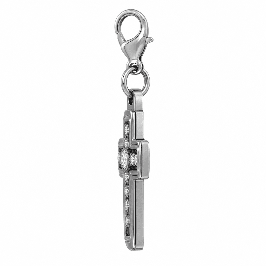 Sunburst Micro-Crown Cross Charm 316L Stainless Steel 2