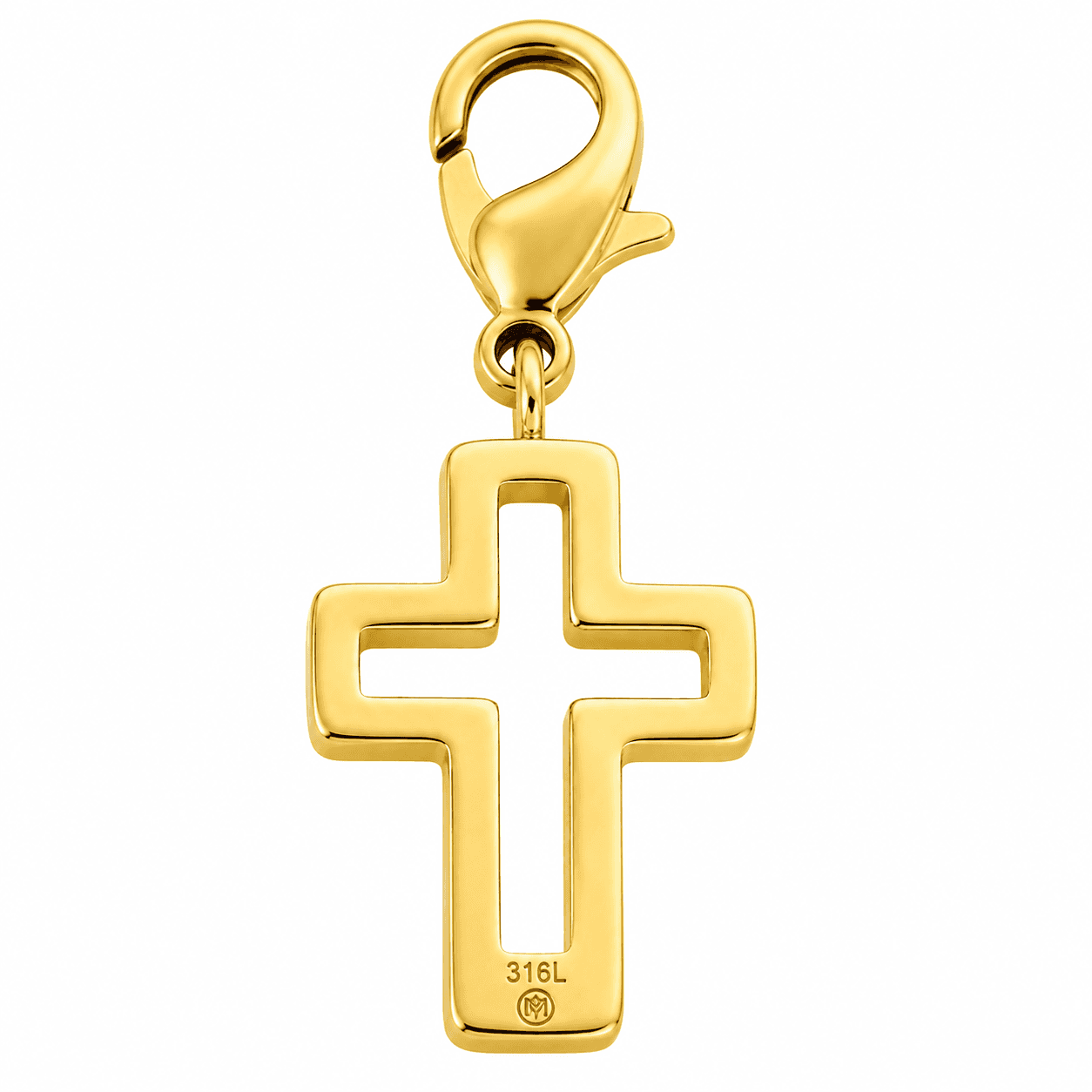 Aurum Void Cross Halo 316L Stainless Steel Charm - 8-18mm Gold Plated 4