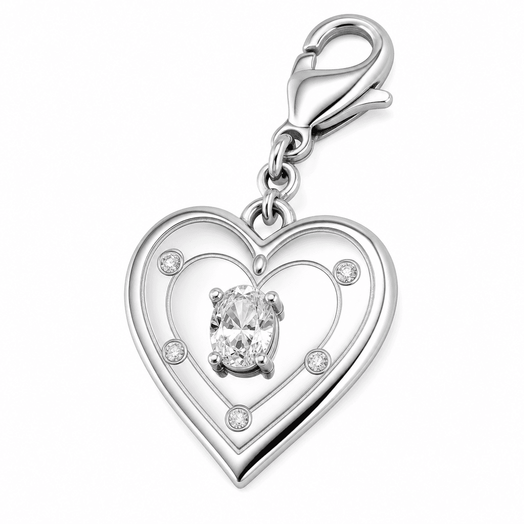 Rose Halo Starburst Heart Loop Charm (316L) | High-Polish
