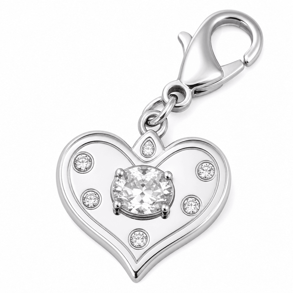 Rose Halo Starburst Heart Loop Charm (316L) | High-Polish 3