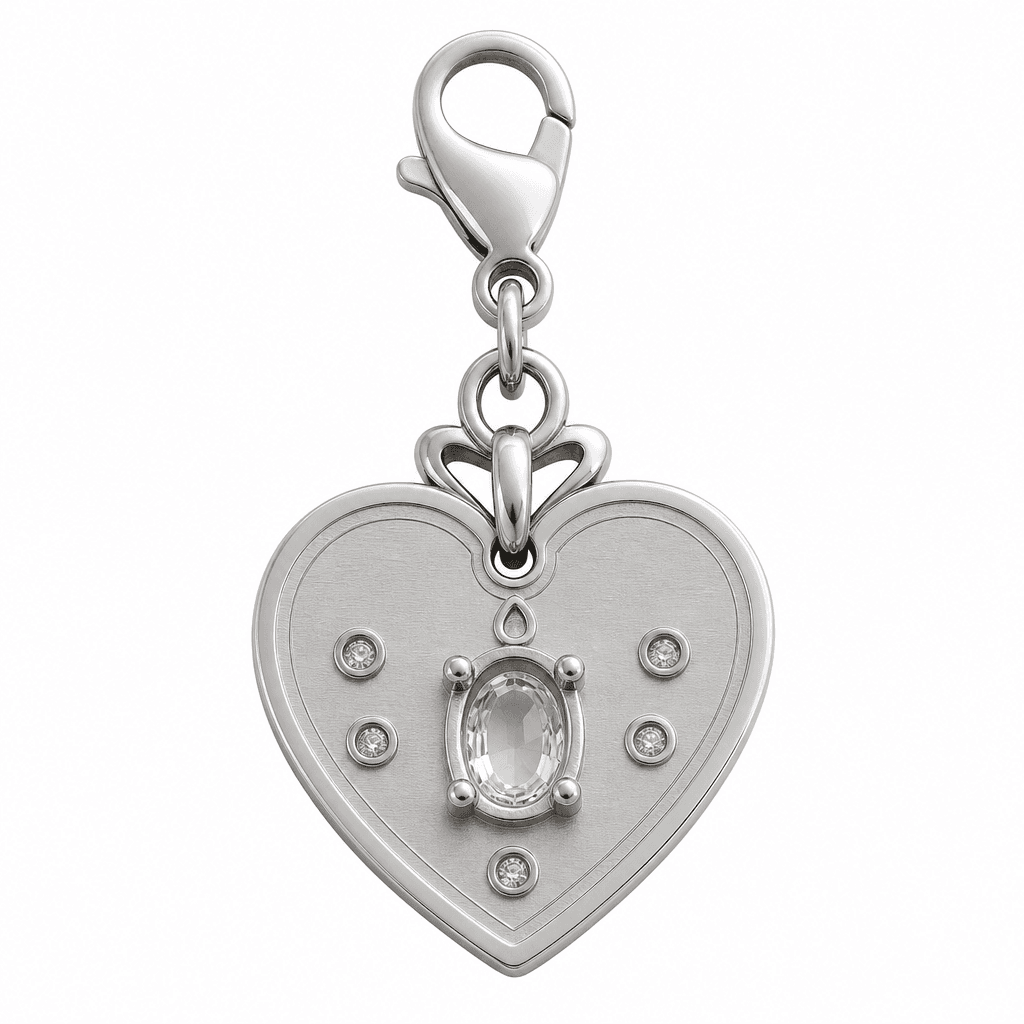 Rose Halo Starburst Heart Loop Charm (316L) | High-Polish 4