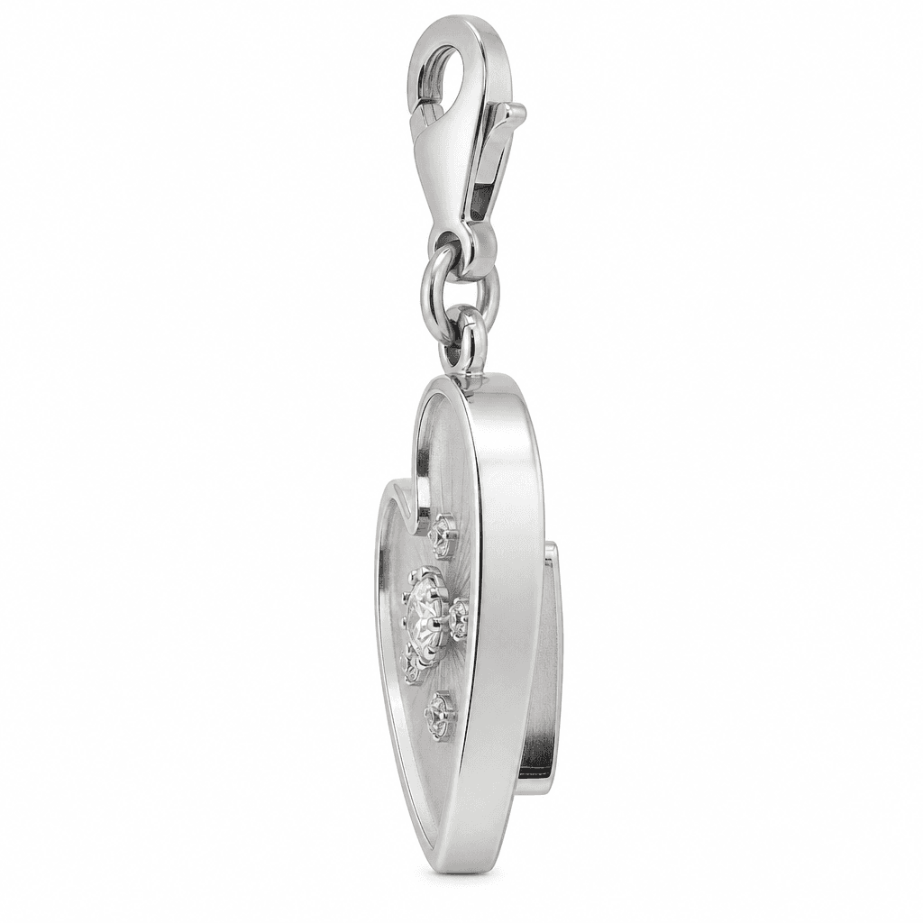 Rose Shield Heartline Clip Charm 316L Stainless Steel 2