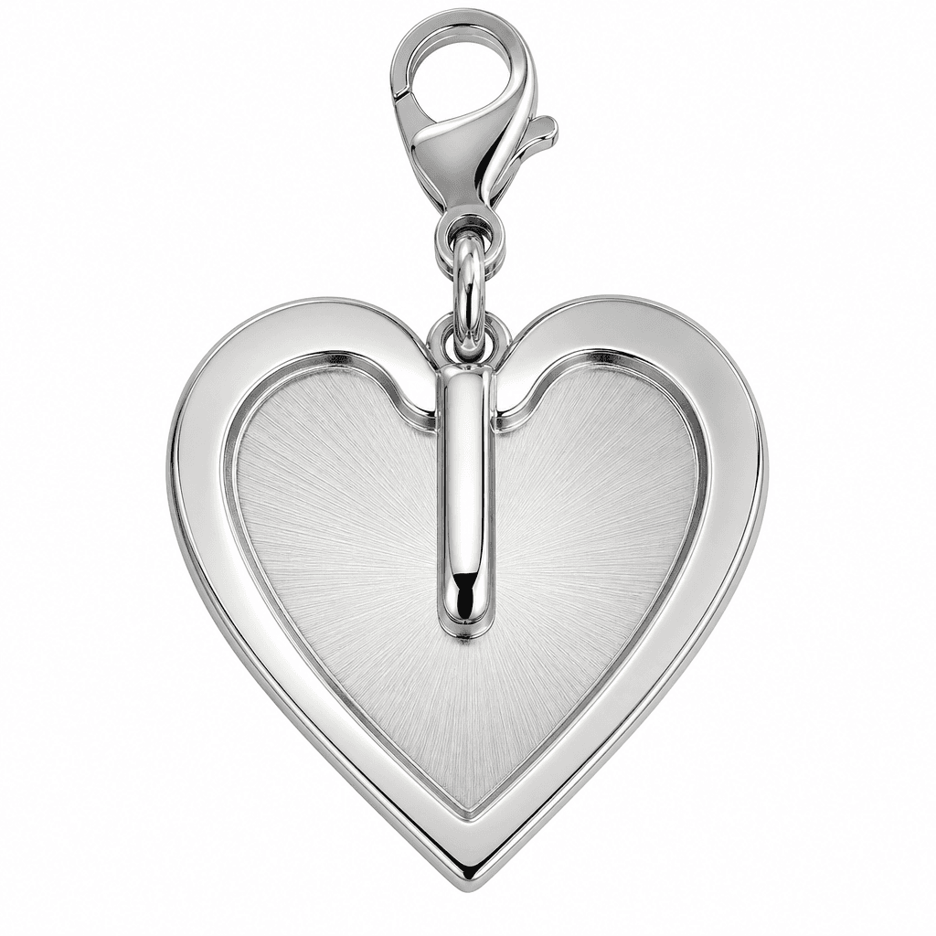 Rose Shield Heartline Clip Charm 316L Stainless Steel 4