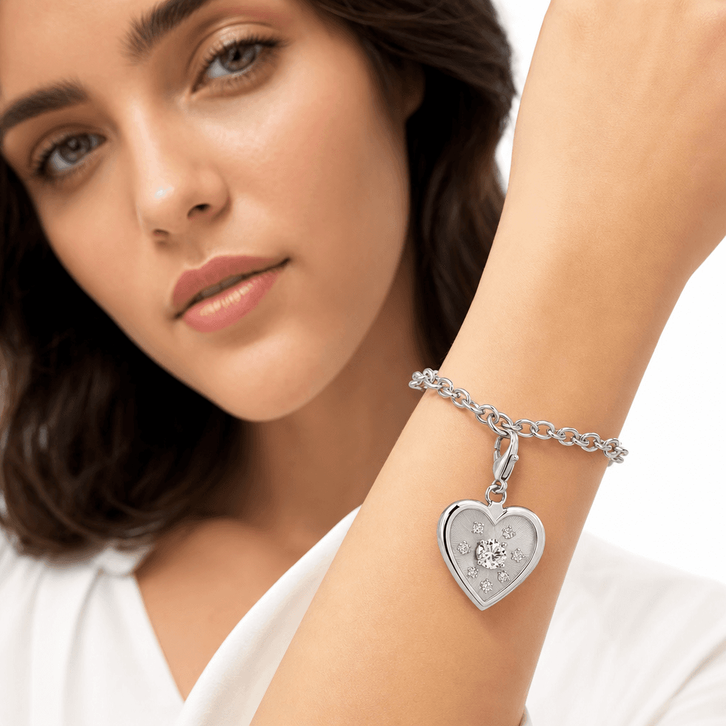 Rose Shield Heartline Clip Charm 316L Stainless Steel 5