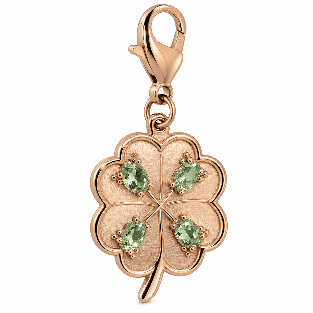 Rose Halo Four-Leaf Clover Shadow 316L Charm (Rose Gold)