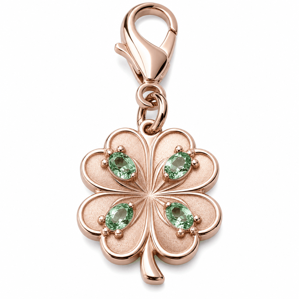 Rose Halo Four-Leaf Clover Shadow 316L Charm (Rose Gold) 3