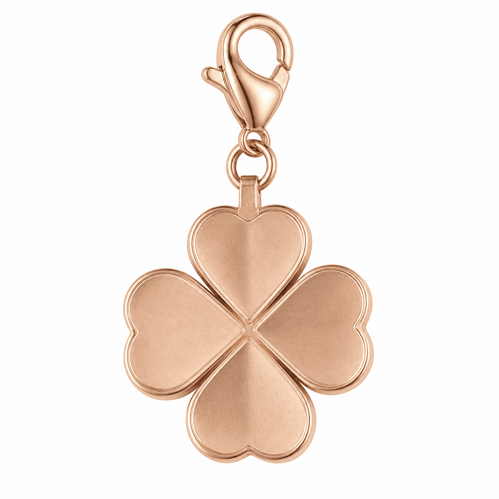 Rose Halo Four-Leaf Clover Shadow 316L Charm (Rose Gold) 4