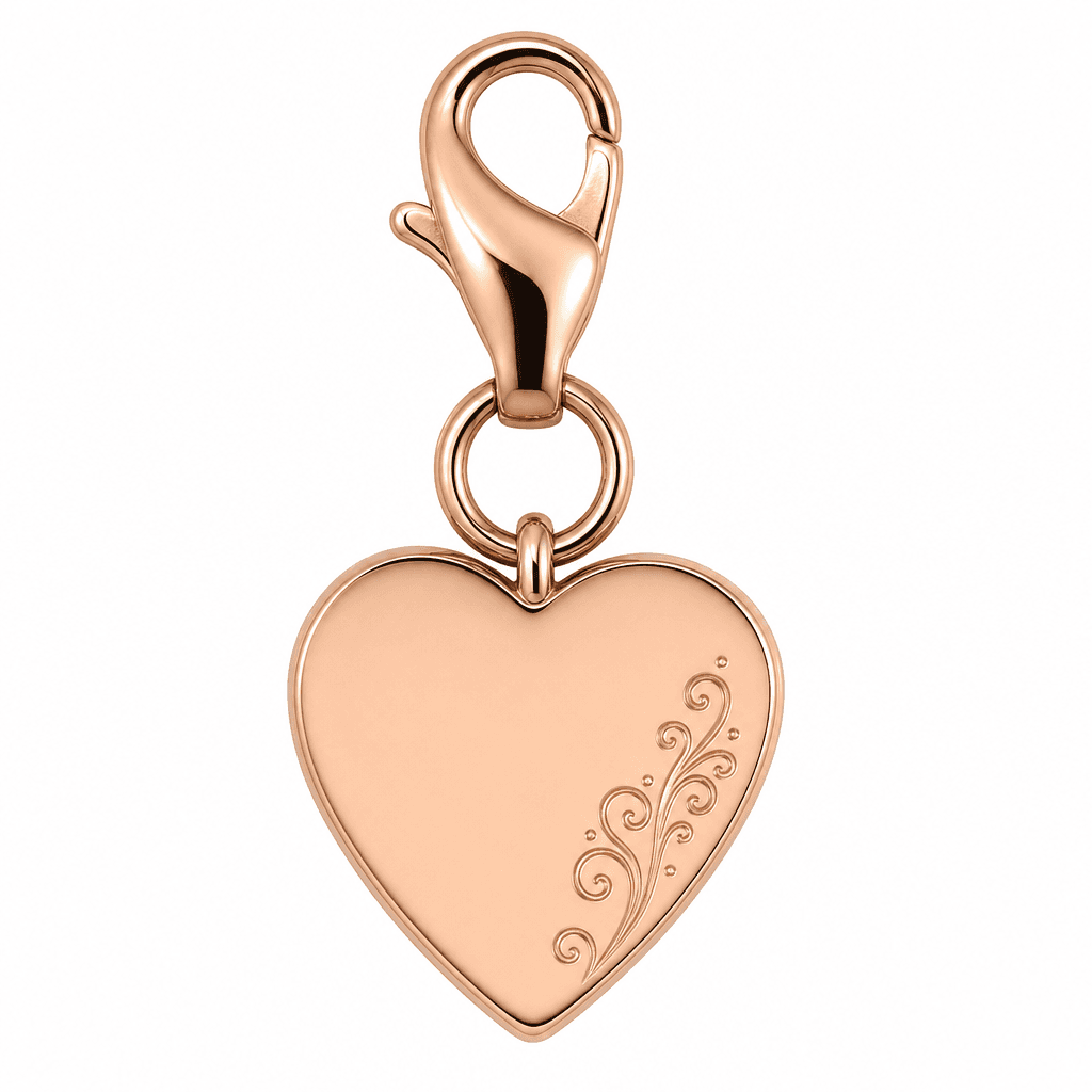 Rosegold Filigree Heart 316L Stainless Steel Charm with Moonstone Flash 4