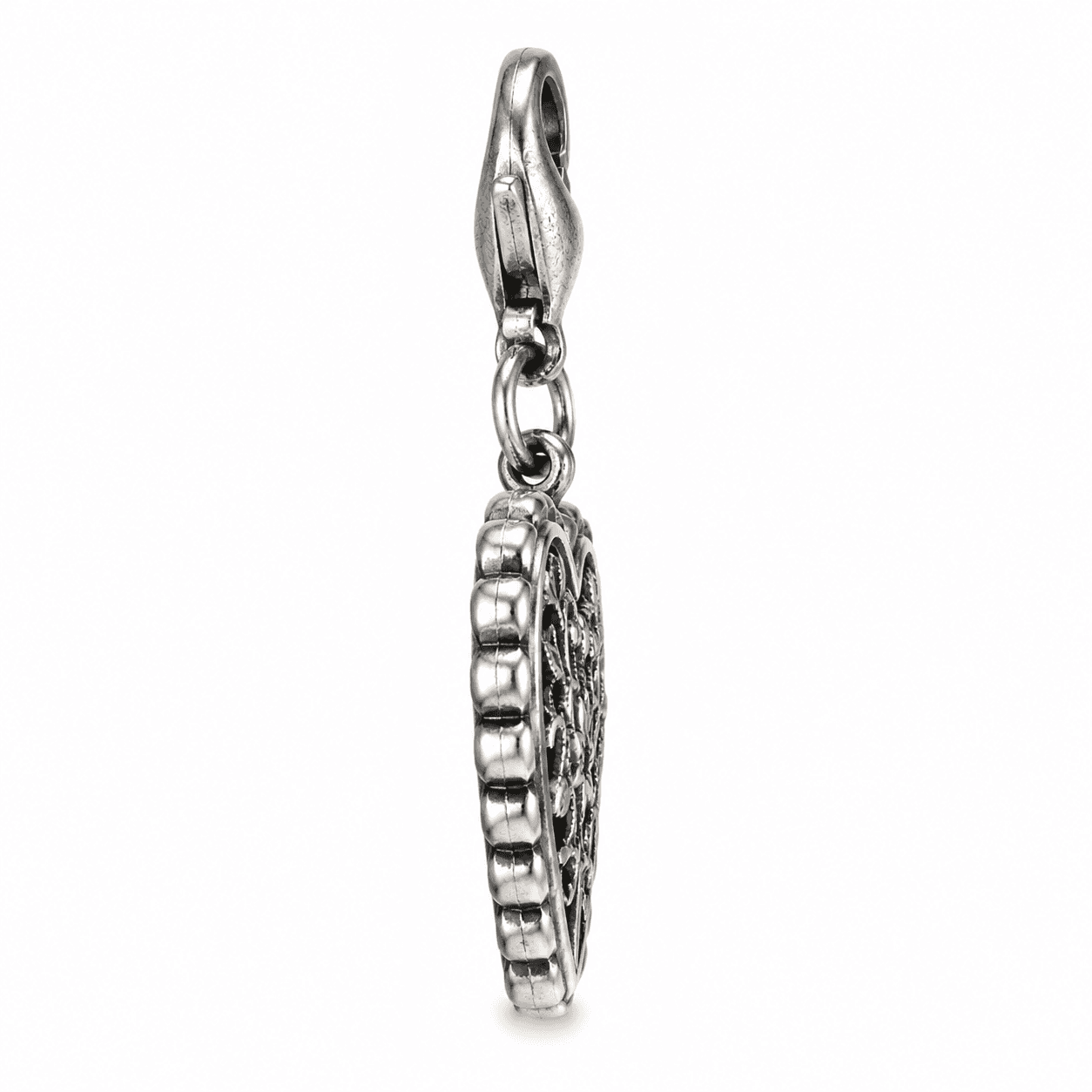 Rose Silhouette Vintage Charm - Antique Blackened 316L Steel 2