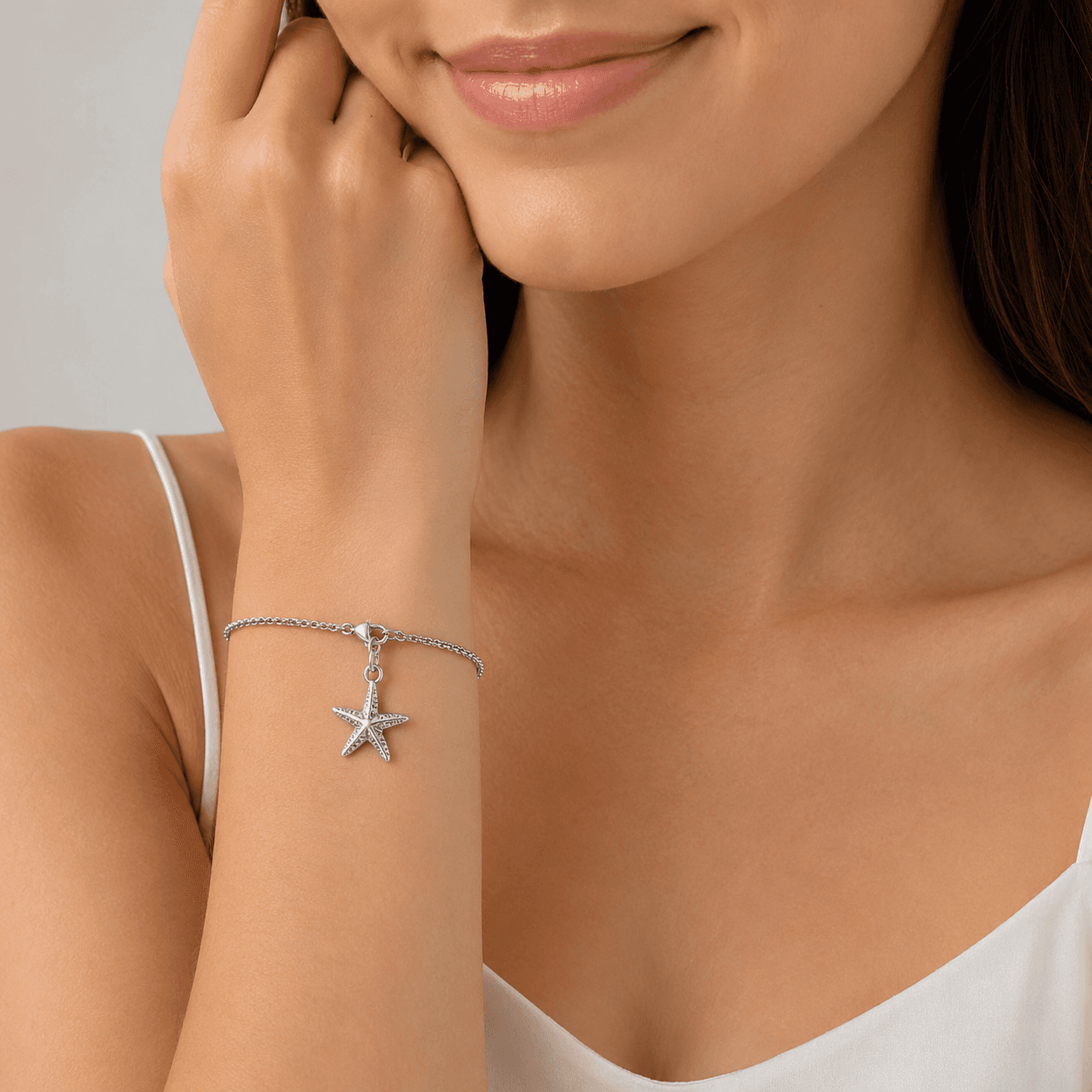 TideBloom Starfish Charm — 316L Two-Tone Aquamarine Pavé 5