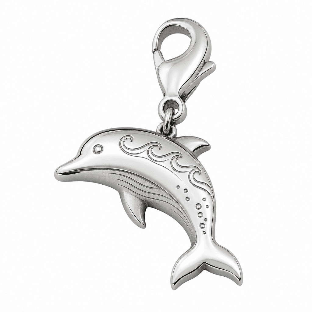 Dolphin Circle Wave Charm