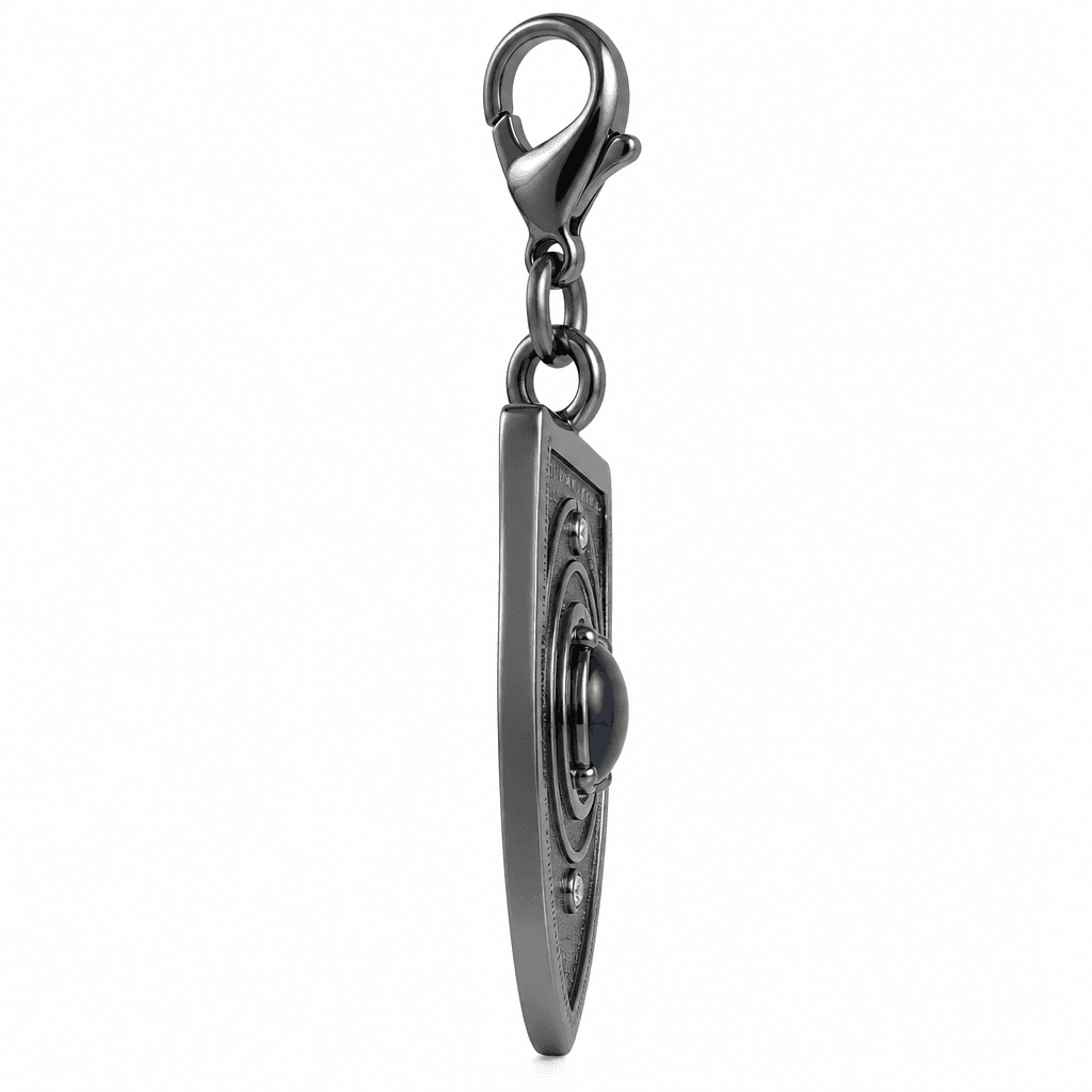Night Ward Evil Eye Hex 316L Stainless Steel Charm, Black IP 2