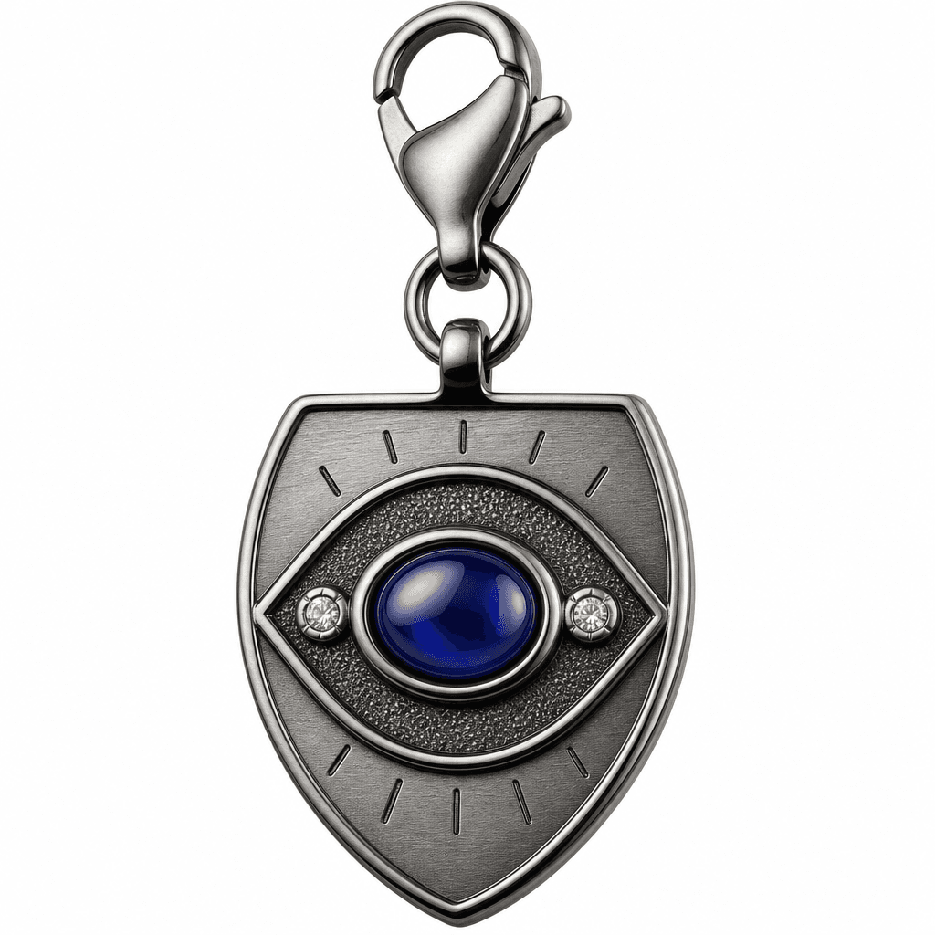 Night Ward Evil Eye Hex 316L Stainless Steel Charm, Black IP 3
