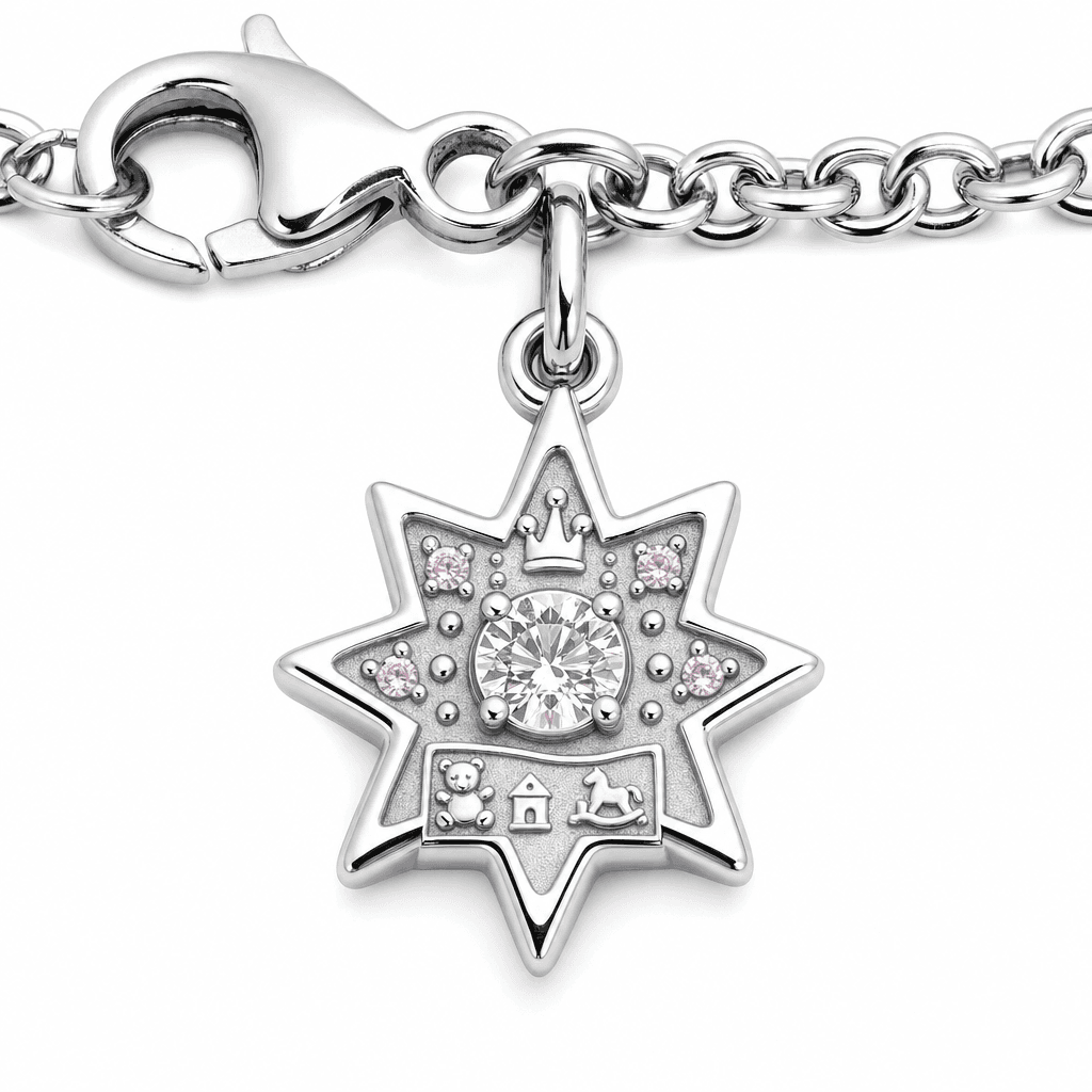 Charming Star Playroom Opal-Fire Starburst 316L Charm 5