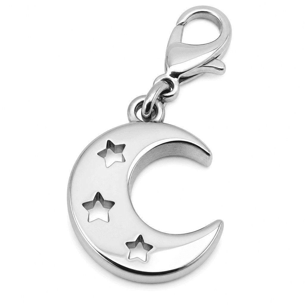 LunaLattice Crescent Charm - 316L Gunmetal Moon Charm 3