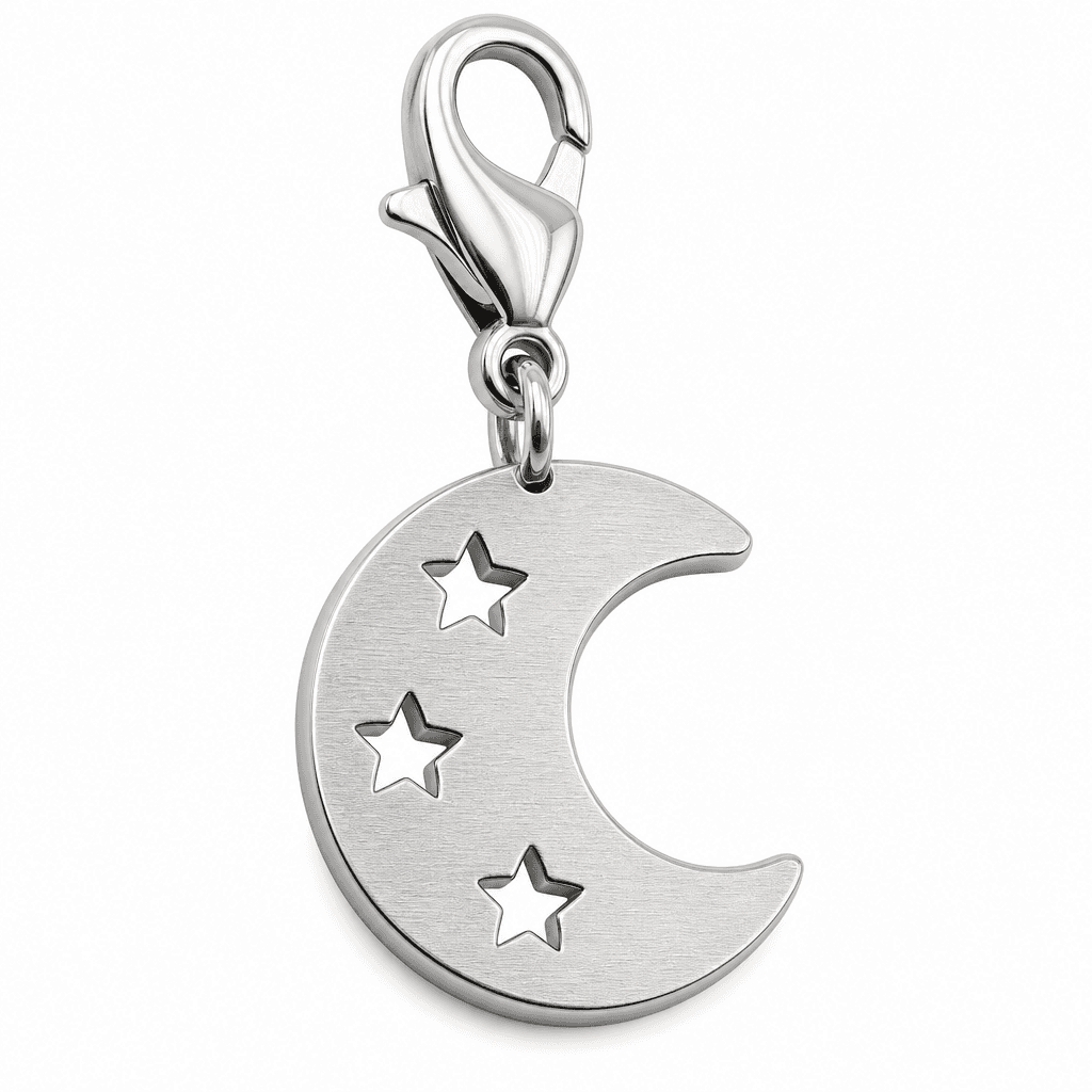 LunaLattice Crescent Charm - 316L Gunmetal Moon Charm 4