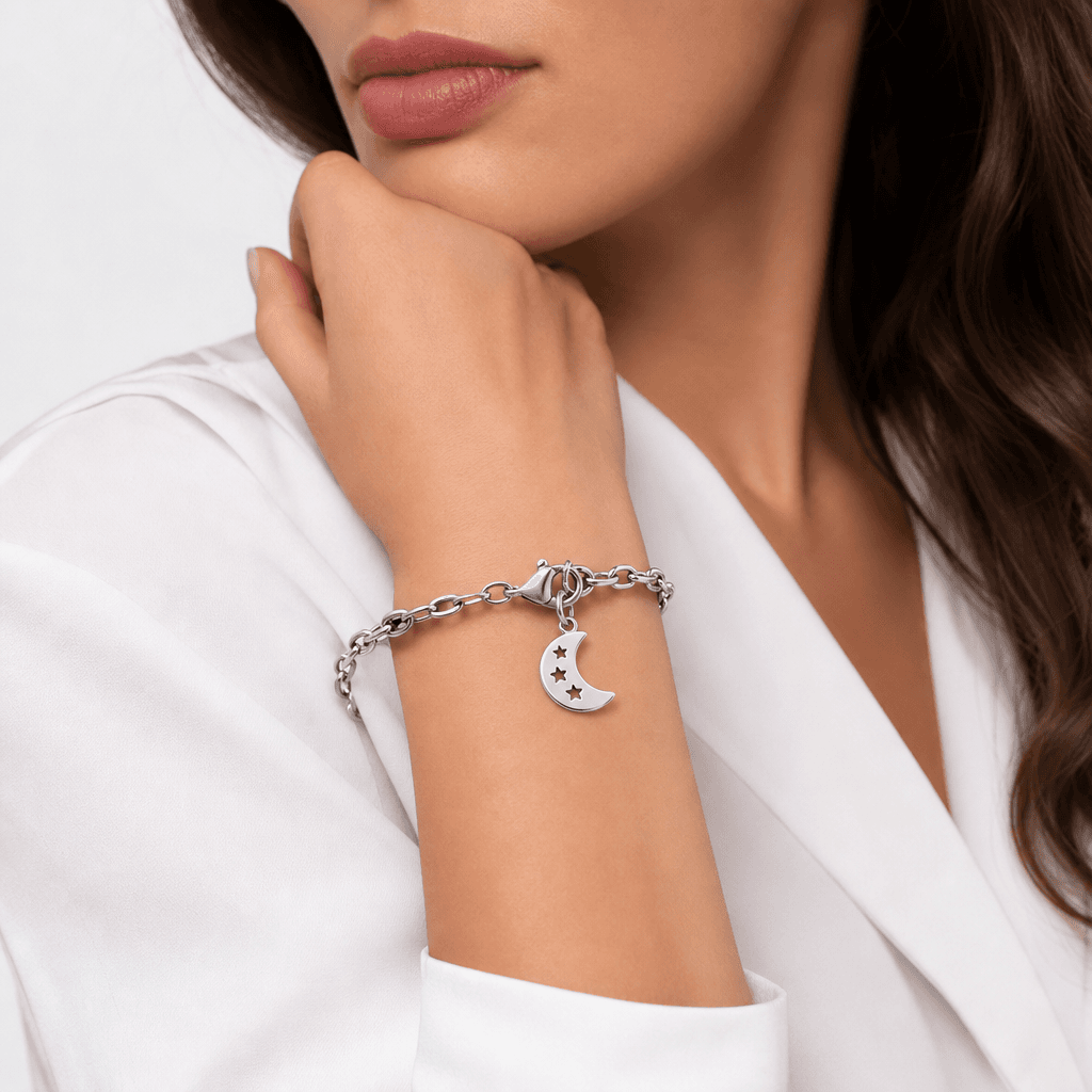 LunaLattice Crescent Charm - 316L Gunmetal Moon Charm 5