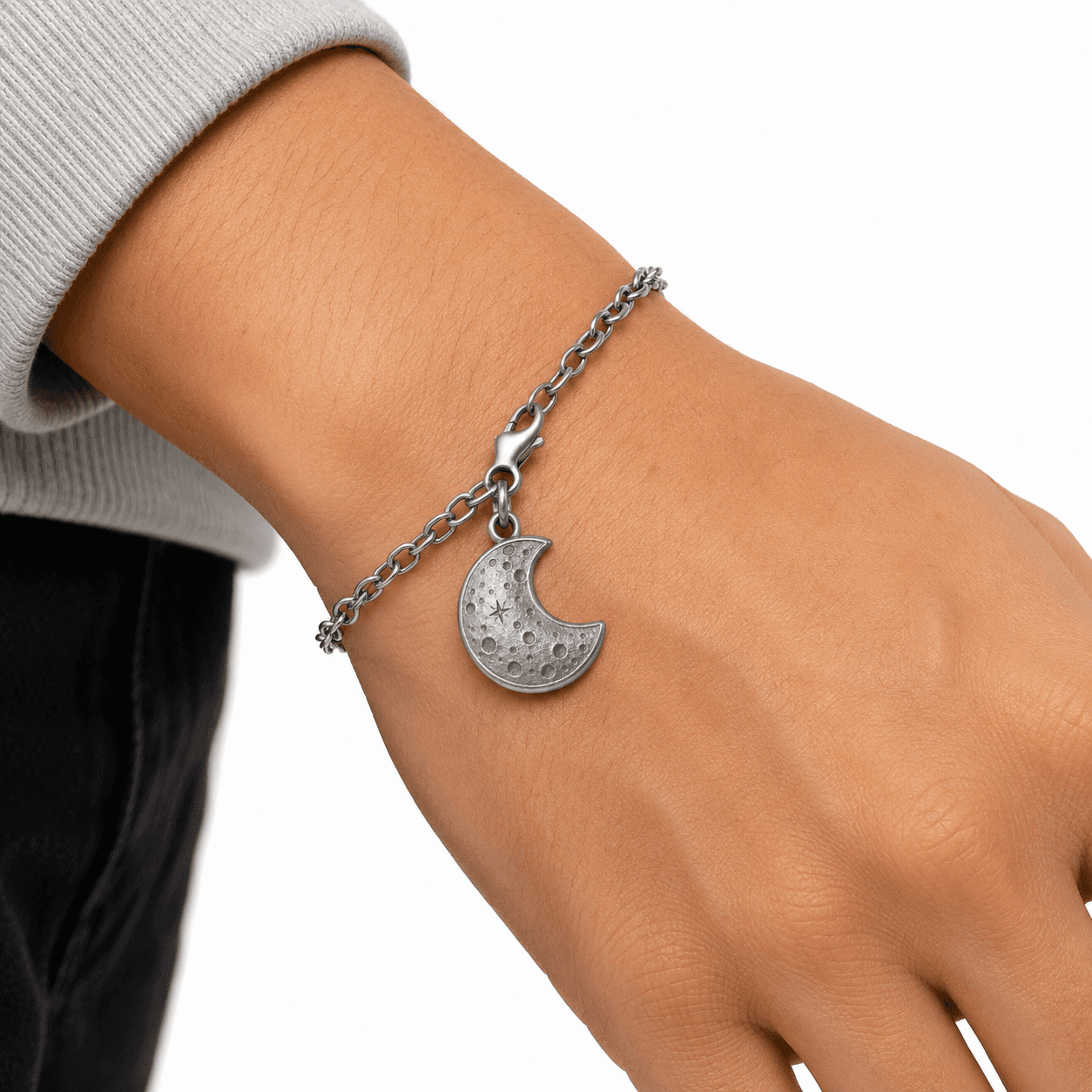 Lunar Pixel Forge Charm - 316L Stainless Moon Charm 8-18mm 5