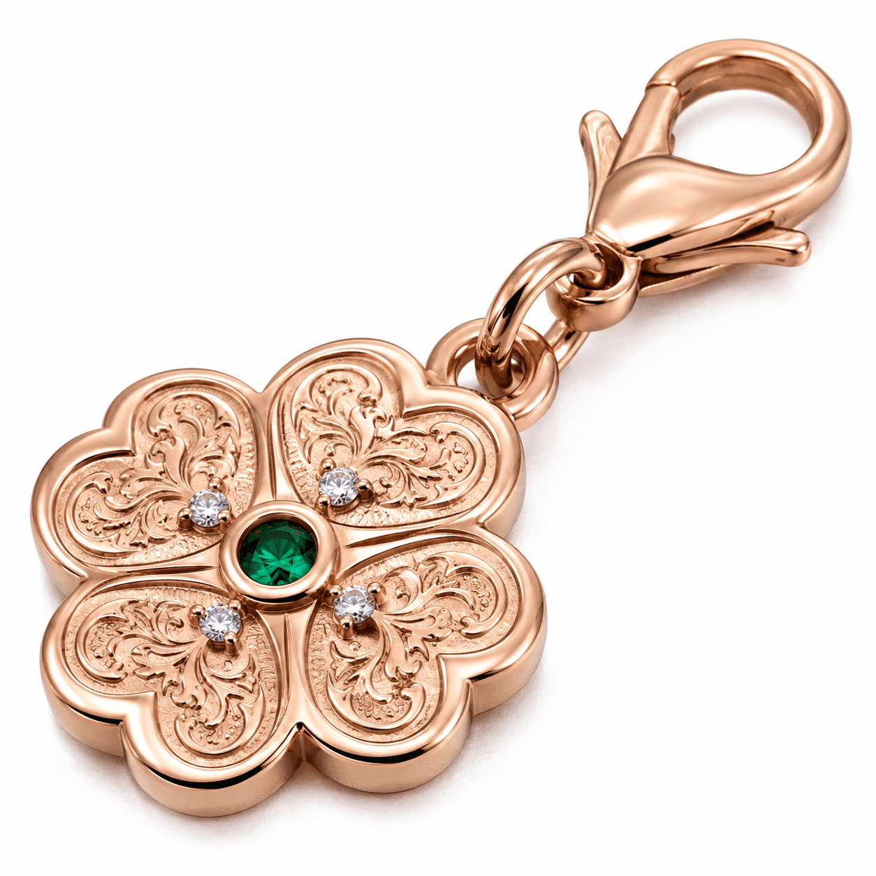 Golden Clover Wallpaper Garden 316L Stainless Steel Charm 3