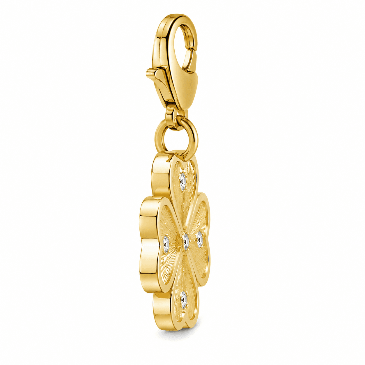 Golden Ginkgo Fortune Clover 316L Stainless Steel Charm 2