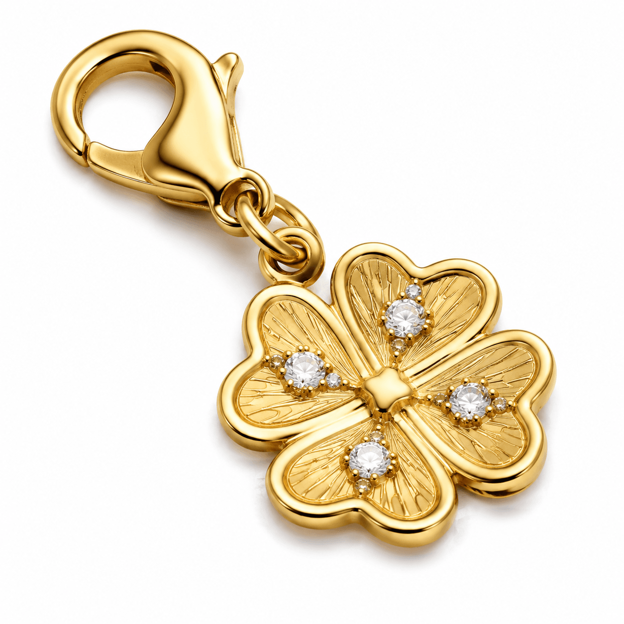Golden Ginkgo Fortune Clover 316L Stainless Steel Charm 3