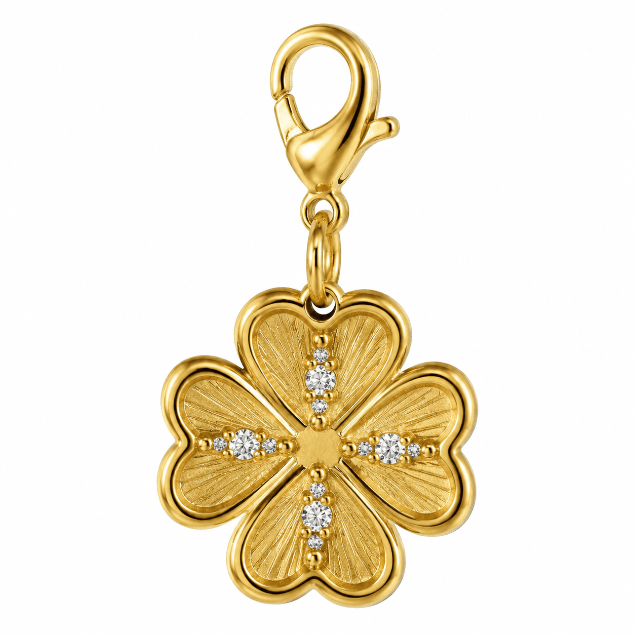 Golden Ginkgo Fortune Clover 316L Stainless Steel Charm 4
