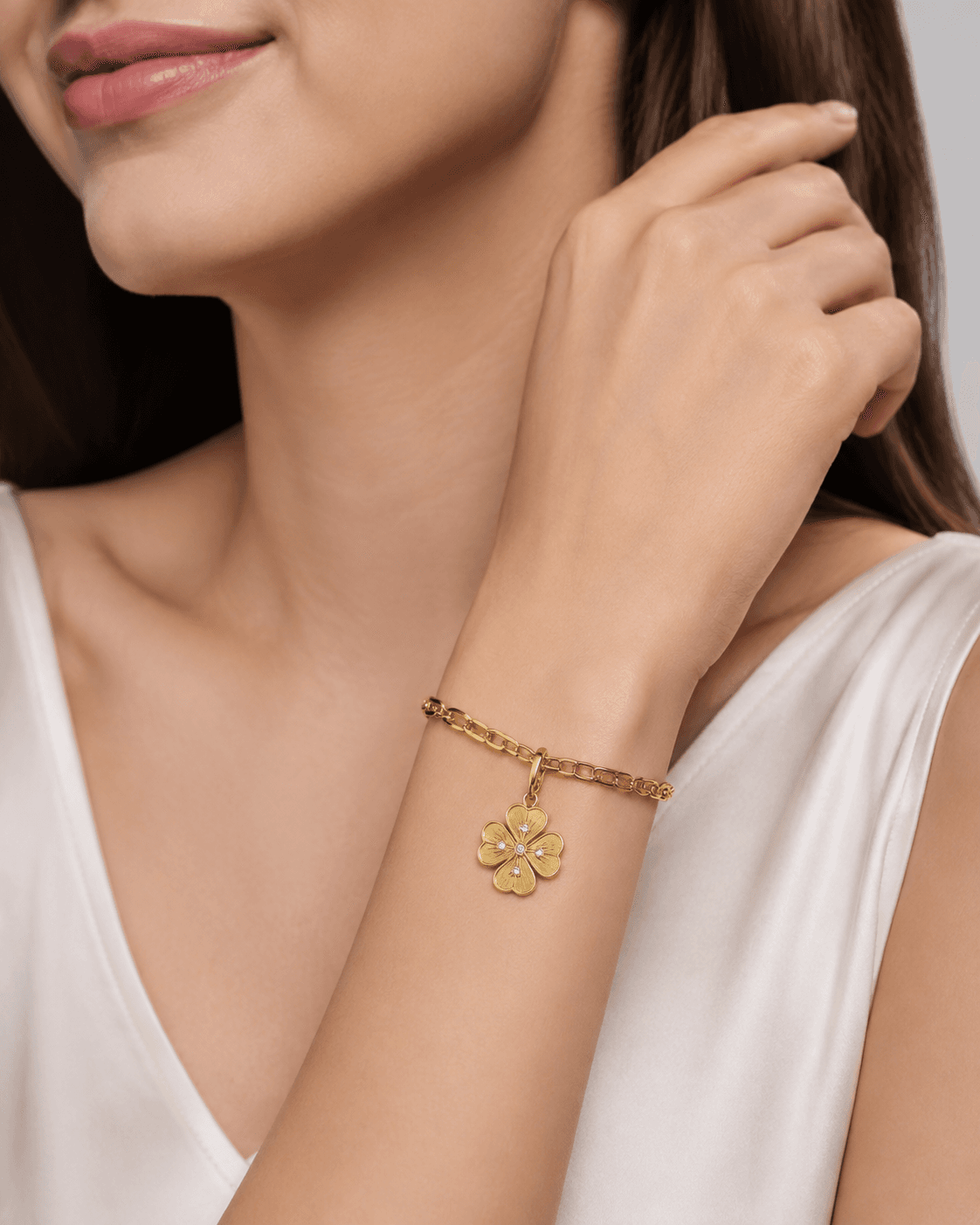 Golden Ginkgo Fortune Clover 316L Stainless Steel Charm 5