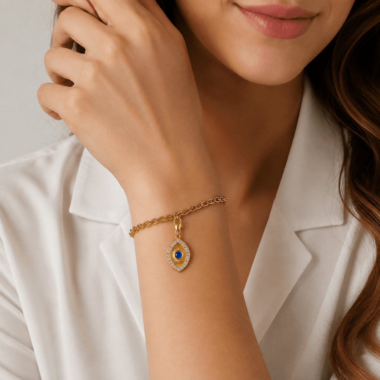Mystic Blue Aura Evil Eye 316L Stainless Steel Charm 5