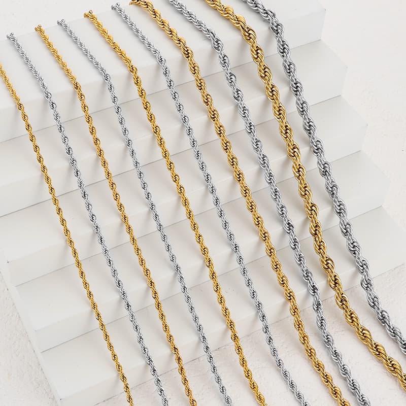 Collier chaîne corde en acier inoxydable – chaîne torsadée pour bijoux DIY