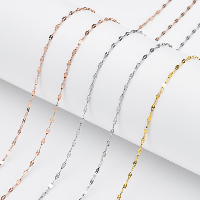 Chaîne labiale en acier inoxydable – chaîne de bijoux minimaliste à maillons ovales à faire soi-même