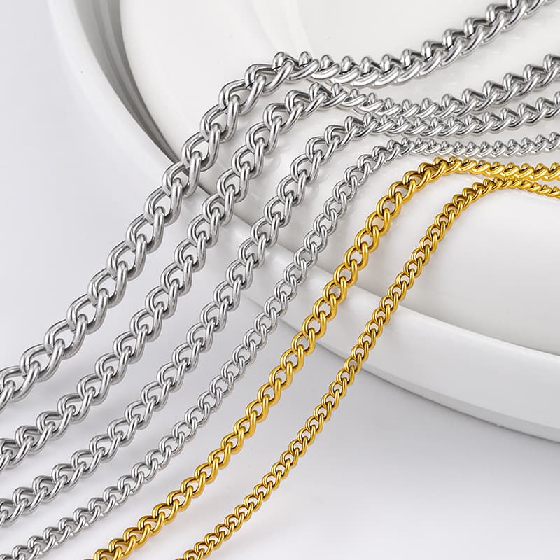 Chaîne torsadée en acier inoxydable – chaîne curb polie pour bijoux DIY