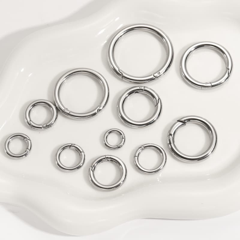 Connecteur rond à ressort pour porte-clés – composant de bijouterie en acier inoxydable pour bricolage