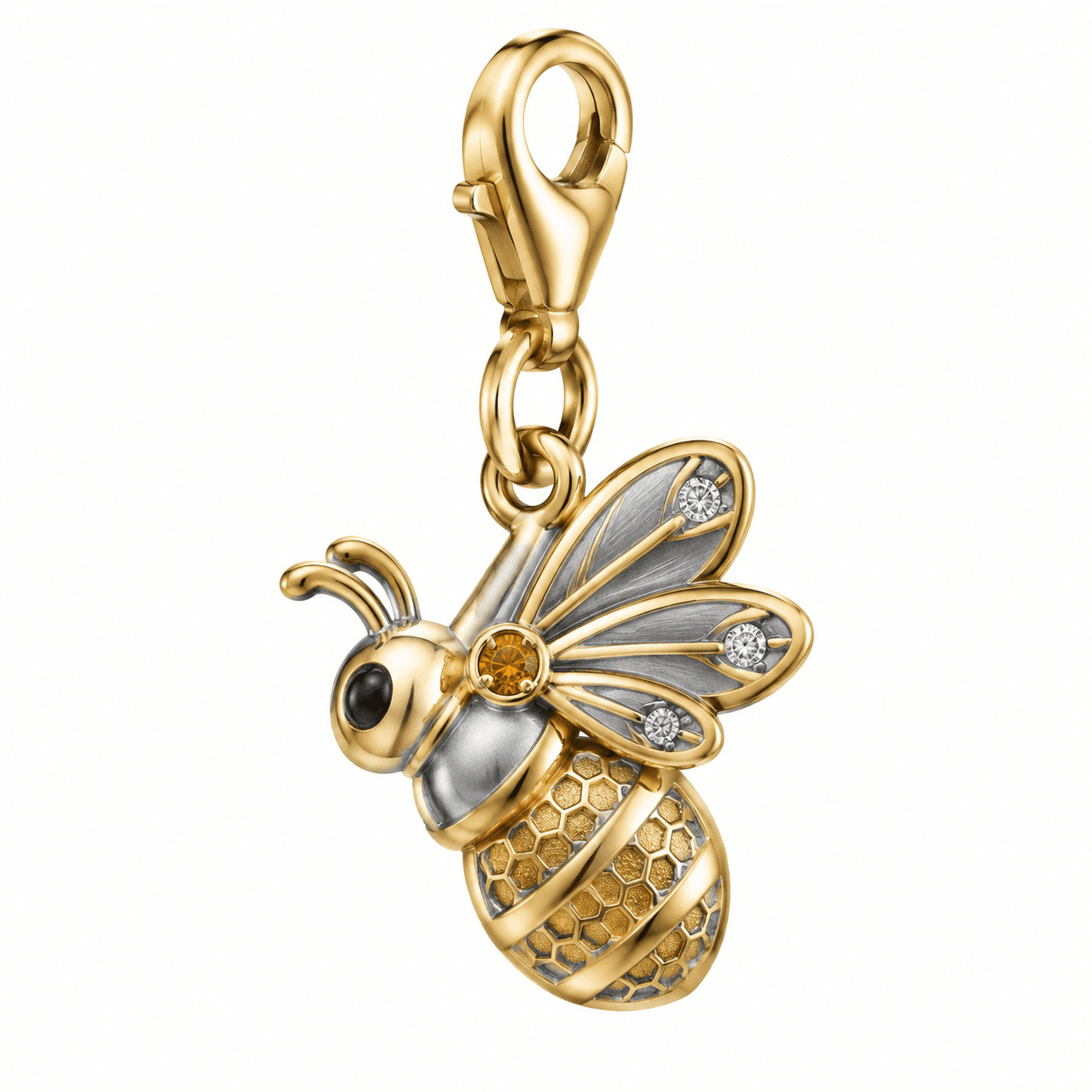 Golden Honeycomb Wing Bee Charm