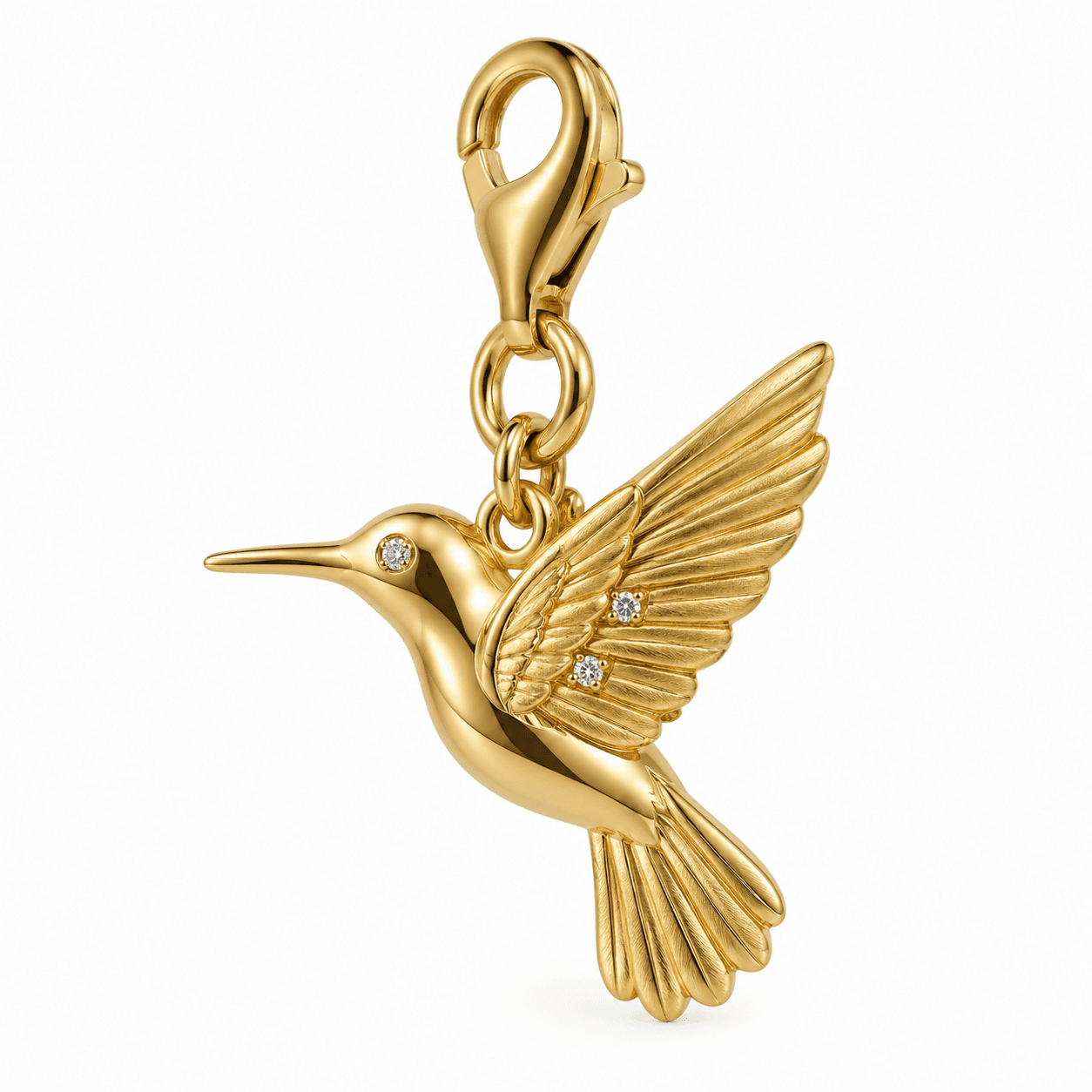 Golden Whisper Hummingbird 316L Stainless Steel Charm