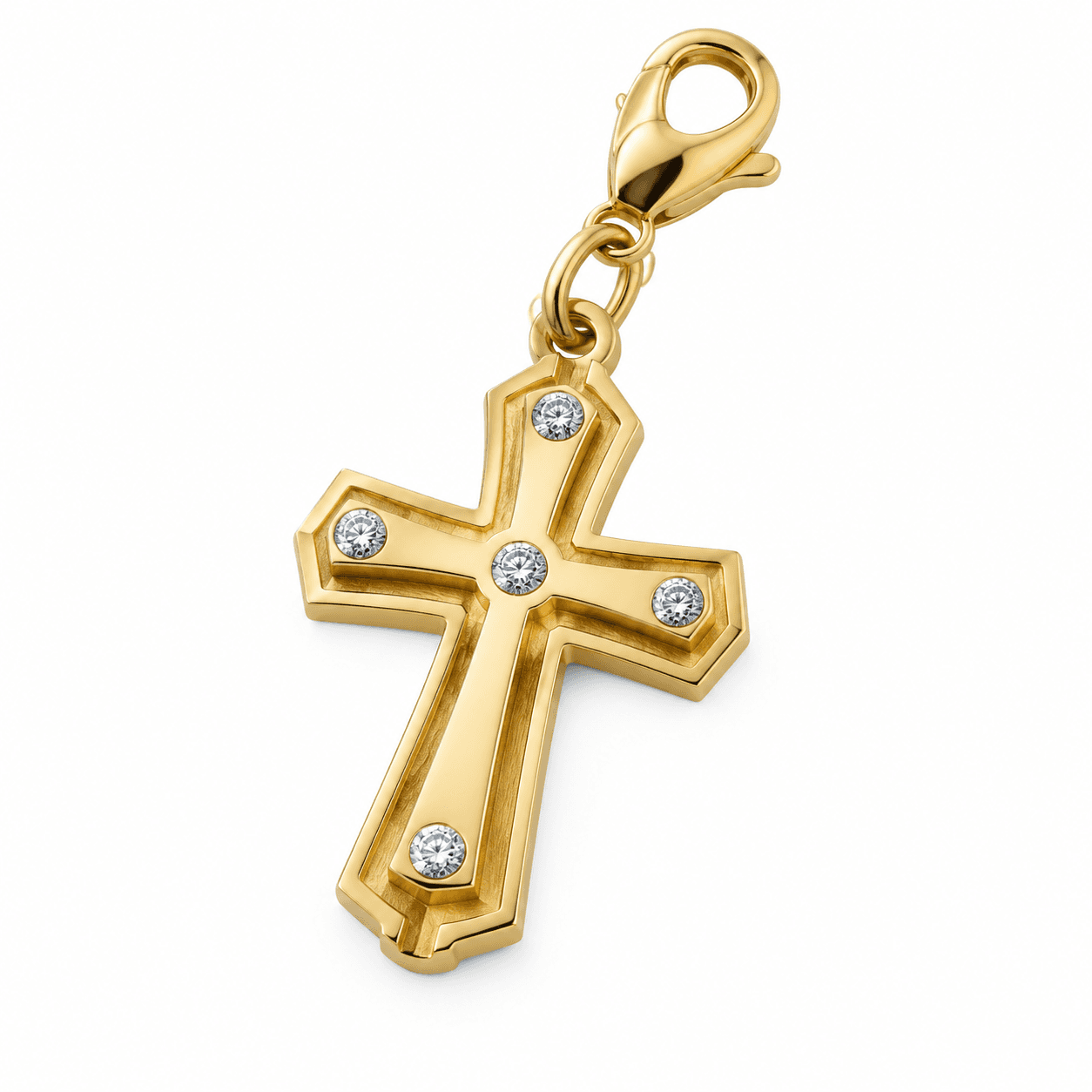 Fragment Halo Cross Charm 316L Stainless Steel 14K Gold Plated