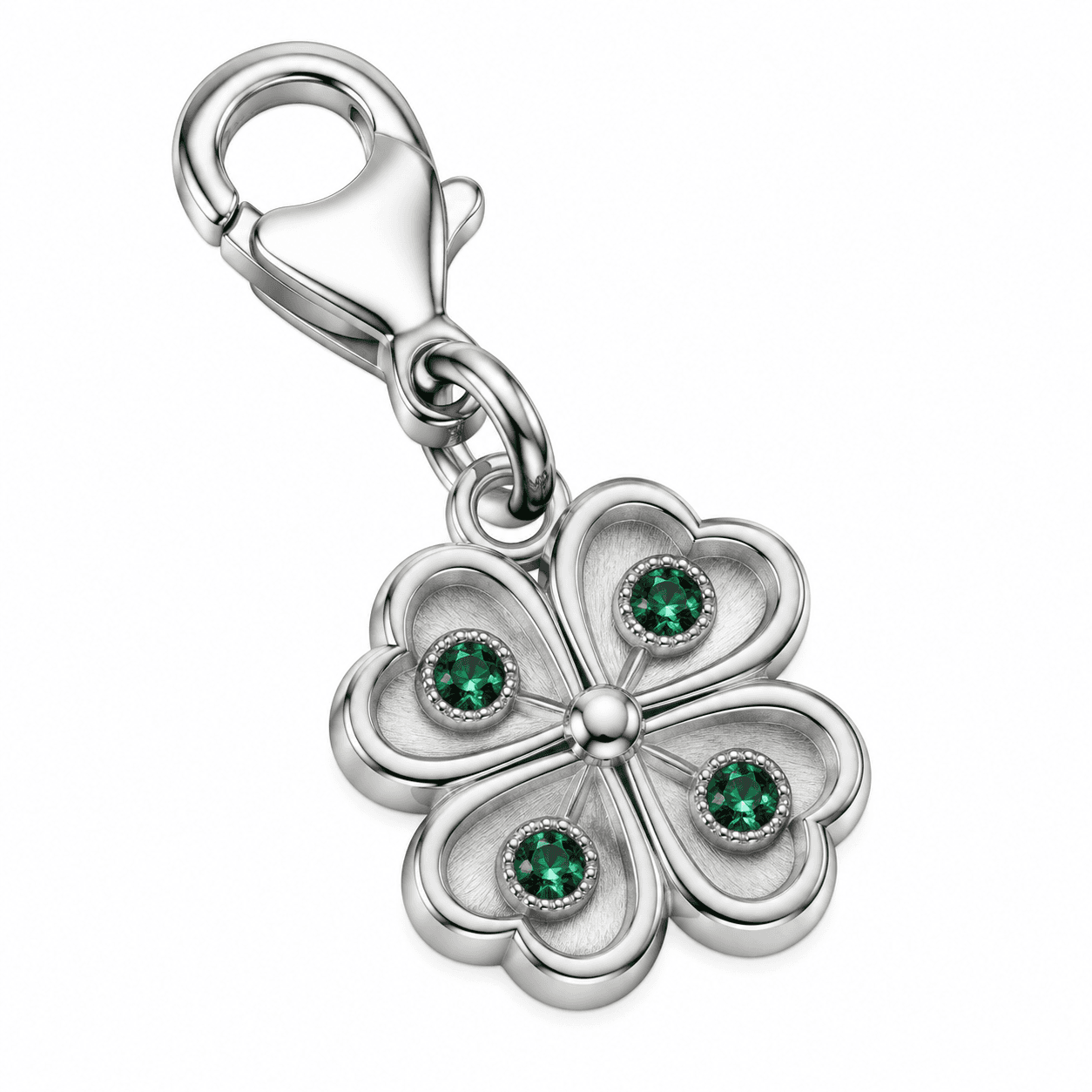 Lucky Clover Halo 316L Charm with Openwork Clover Drop